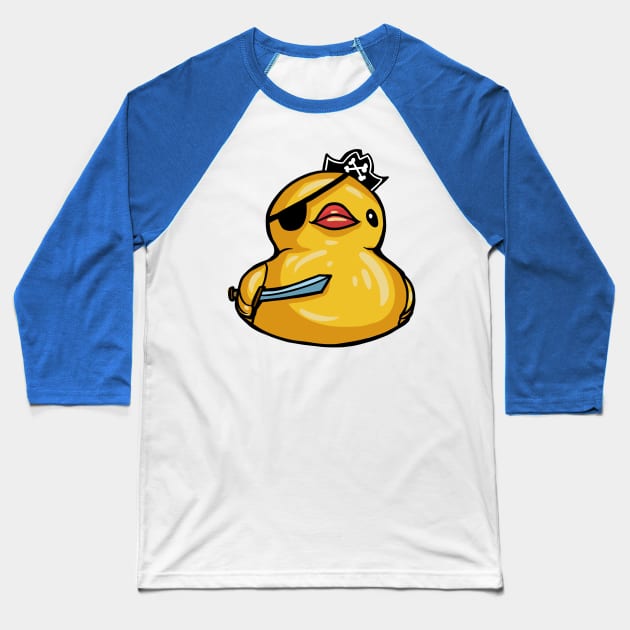 Pirate Rubber Ducky Baseball T-Shirt by Manfish Inc.